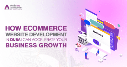 How ecommerce website development drives business growth illustration with online store elements