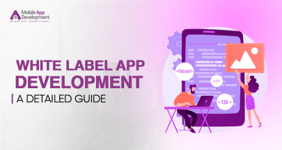White label app development concept with mobile app UI design illustration